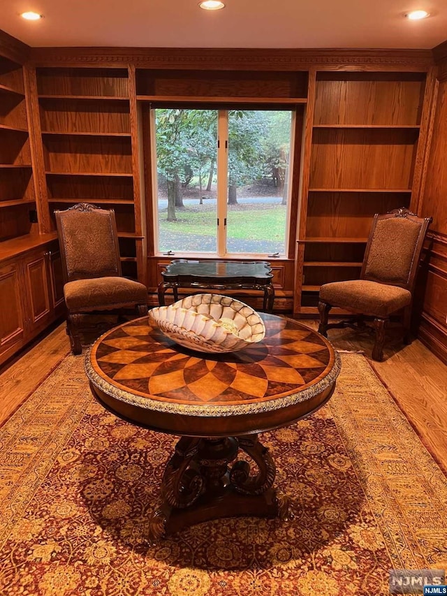 sitting room with light wood-type flooring