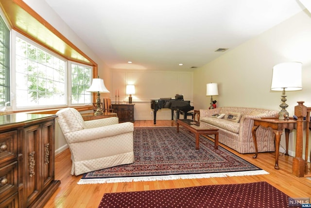 living room featuring light wood-type flooring