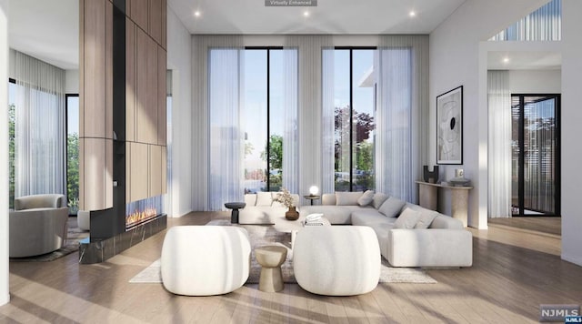 living room with a healthy amount of sunlight and light wood-type flooring