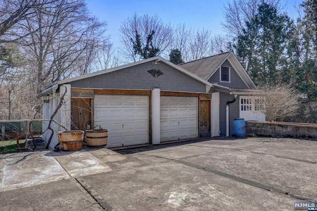 exterior space featuring a garage