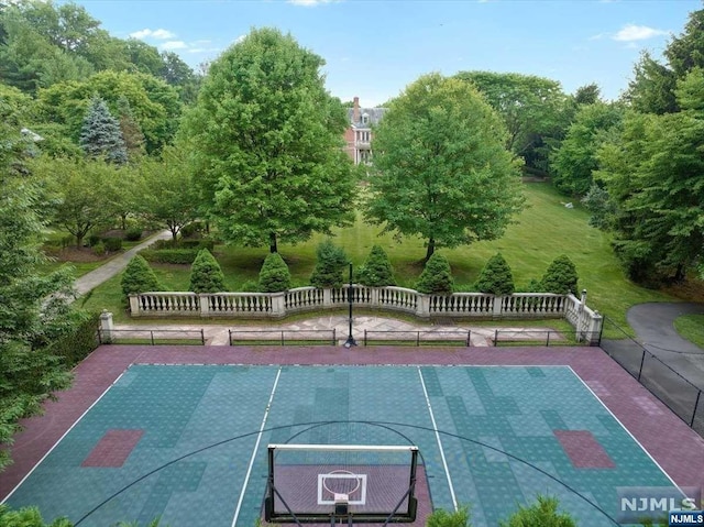 view of basketball court with tennis court