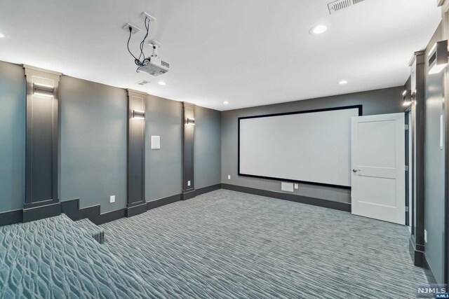 view of carpeted cinema room