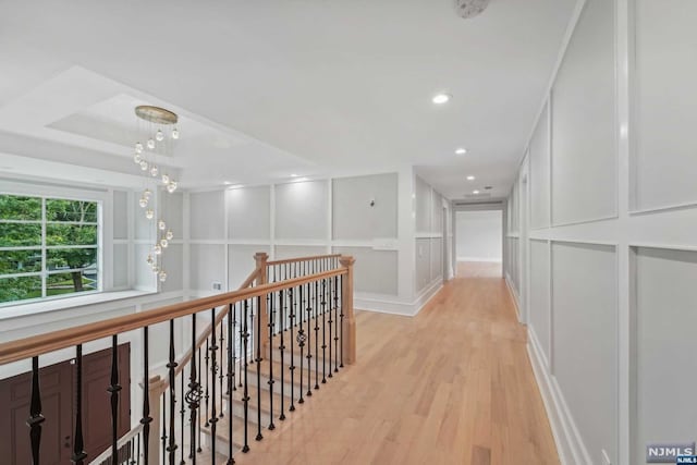 hallway with light wood-type flooring