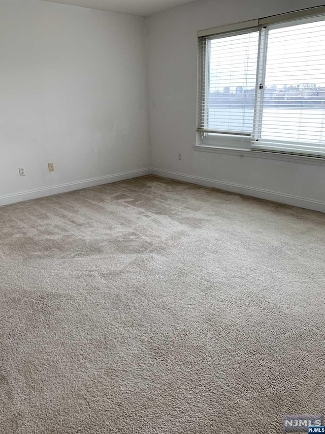 unfurnished room with light colored carpet