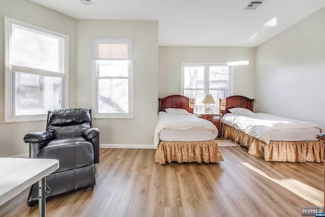 bedroom featuring light wood-type flooring