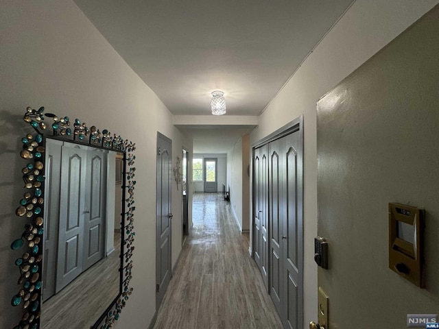 hallway with wood-type flooring