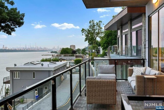 balcony with a water view