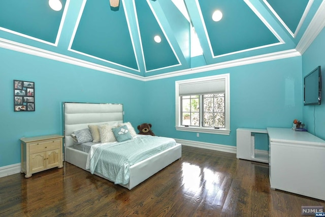 bedroom with dark hardwood / wood-style flooring