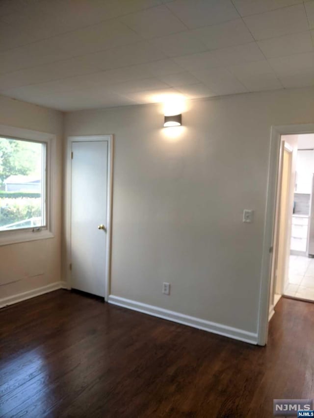 spare room featuring dark wood-type flooring