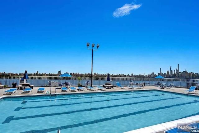 view of pool featuring a patio