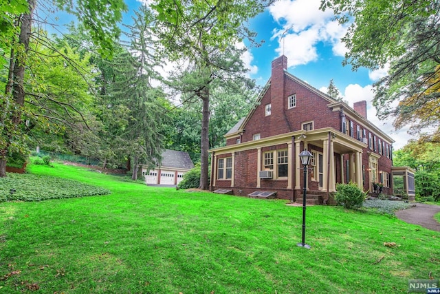 view of property exterior with a lawn