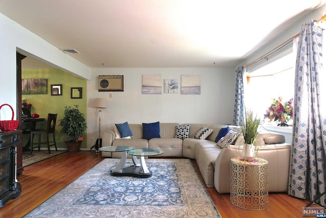 living room with wood-type flooring