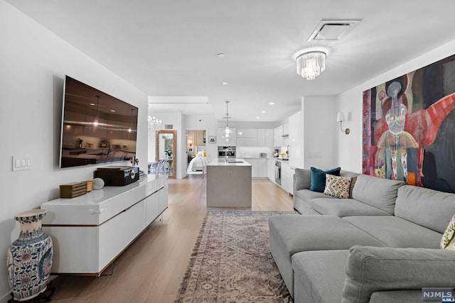 living room featuring light hardwood / wood-style floors