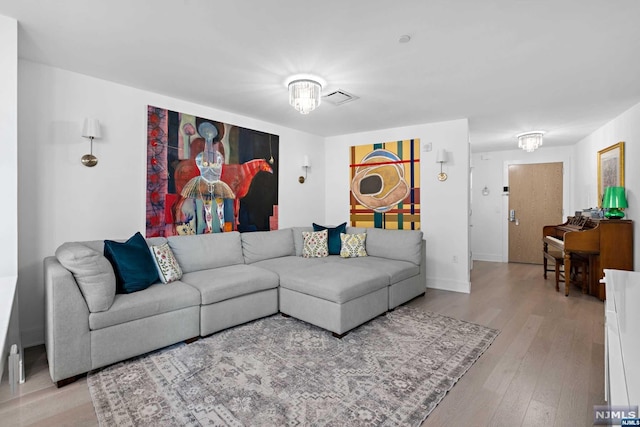 living room featuring light hardwood / wood-style flooring