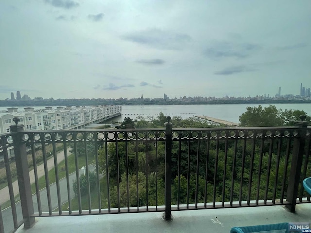 balcony with a water view