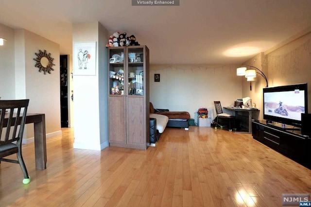 living room featuring light wood-type flooring