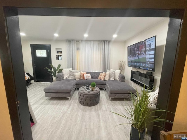 living room featuring light hardwood / wood-style floors