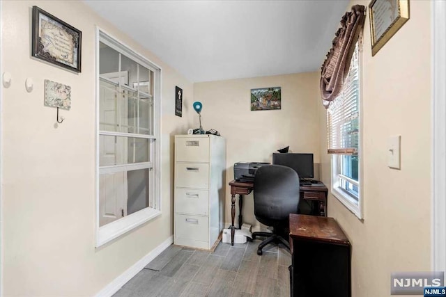 office featuring light hardwood / wood-style flooring