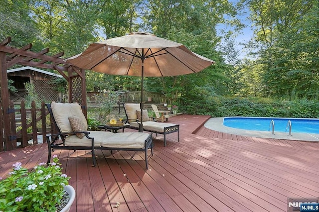 wooden terrace featuring a pergola