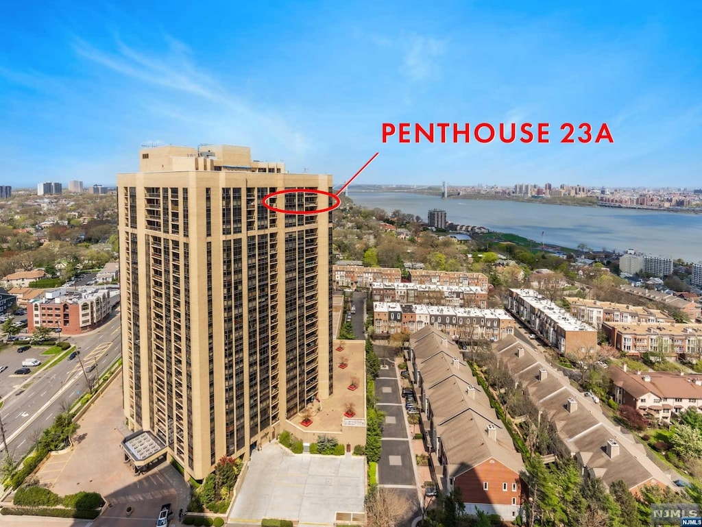 800 Palisade Ave Unit Ph23A, Fort Lee, NJ 07024 - birds eye view of property featuring a water view