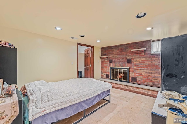 bedroom with a fireplace