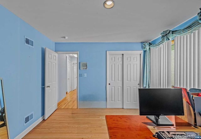 office space featuring light hardwood / wood-style flooring