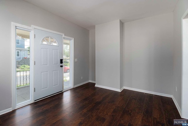 entrance foyer featuring dark wood-type flooring