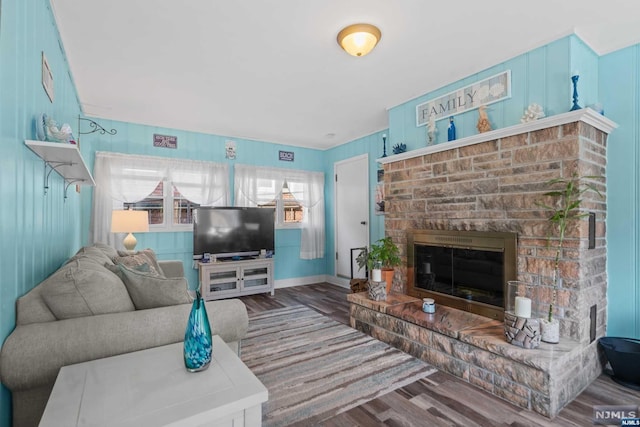 living room with hardwood / wood-style floors