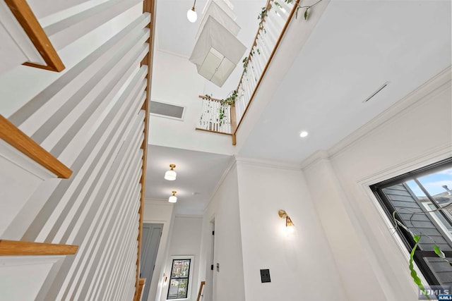 interior space with crown molding