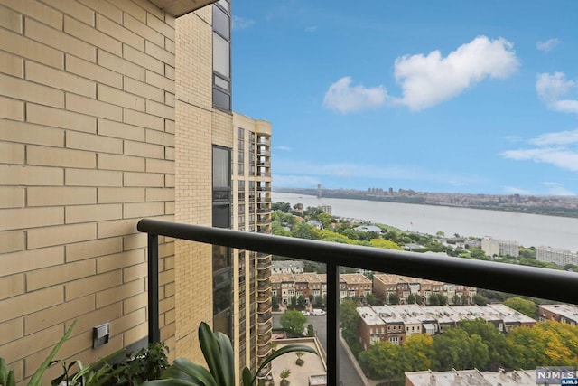 balcony with a water view