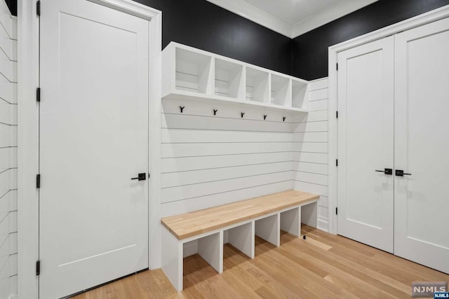 mudroom featuring light hardwood / wood-style flooring