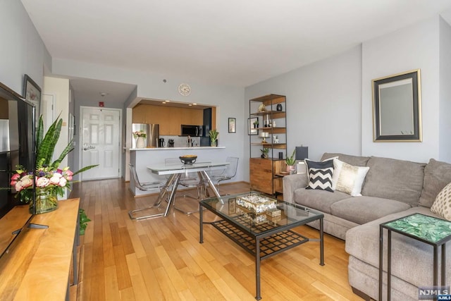 living room with light wood-type flooring