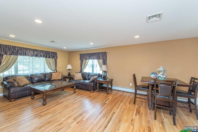 living room featuring light hardwood / wood-style flooring