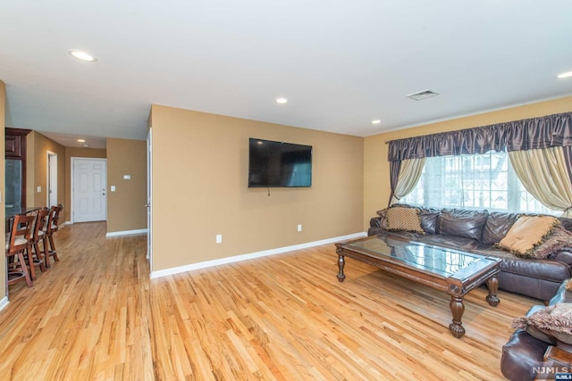 living room featuring light hardwood / wood-style floors