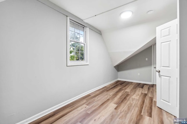 basement with light wood-type flooring