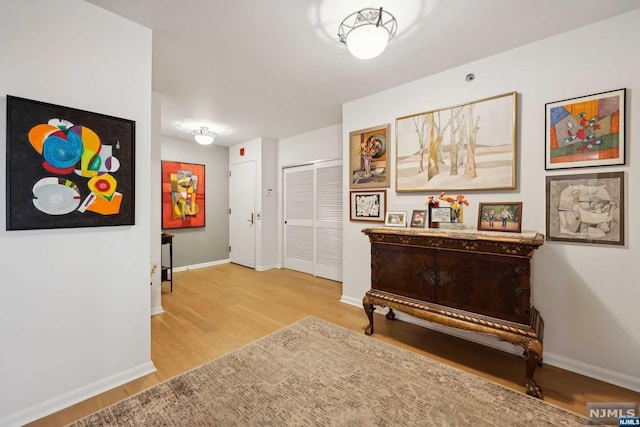 hall featuring light hardwood / wood-style flooring