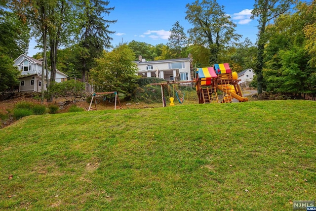 view of yard featuring a playground