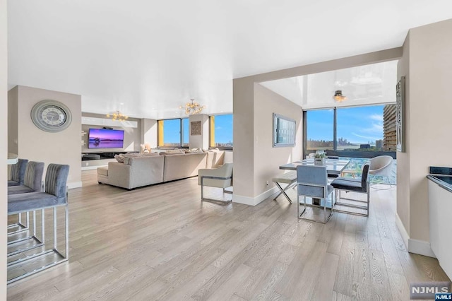 living room featuring light wood-type flooring