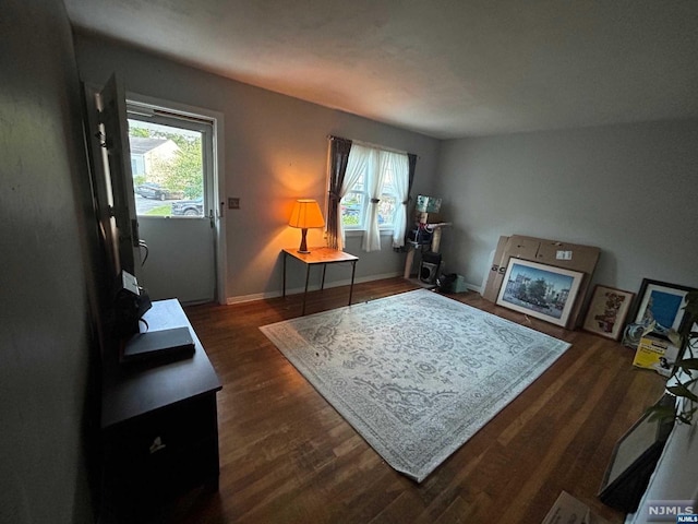 interior space with a wealth of natural light and dark hardwood / wood-style flooring