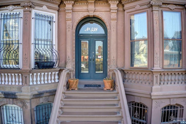 property entrance with french doors