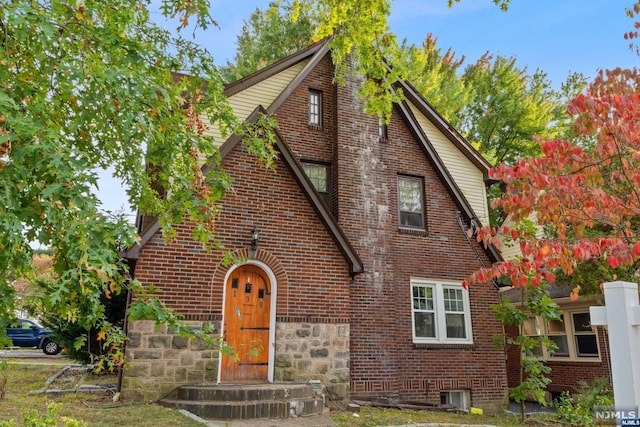 view of tudor-style house