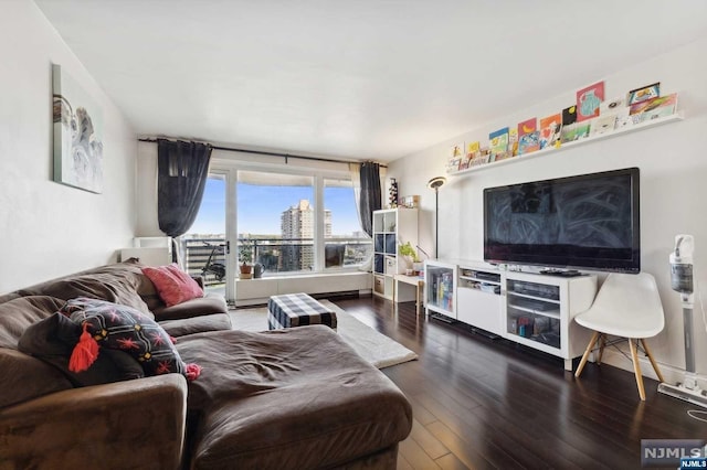 living room with hardwood / wood-style flooring