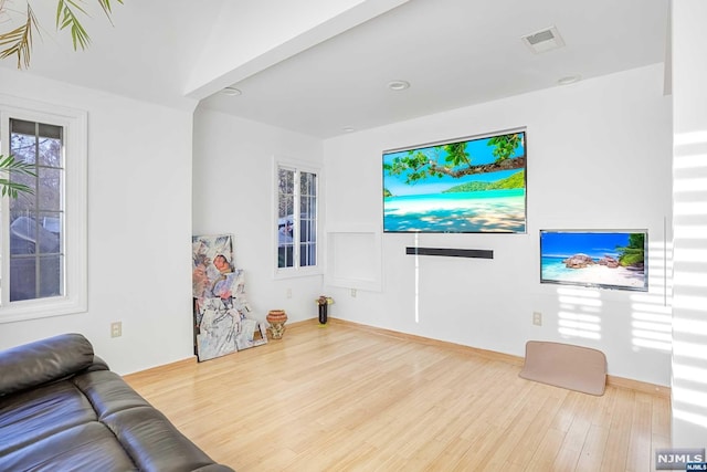 living room with hardwood / wood-style floors