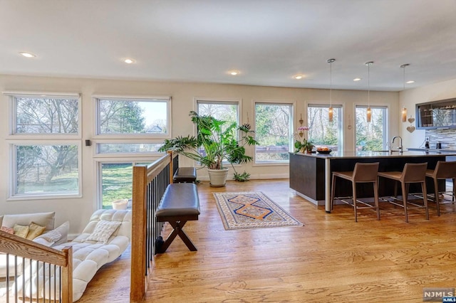 interior space with light hardwood / wood-style flooring