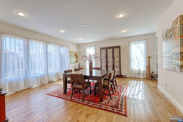 dining room with light hardwood / wood-style flooring