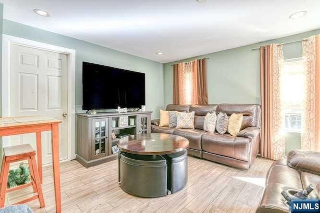 living room with light wood-type flooring