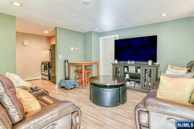 living room featuring light wood-type flooring