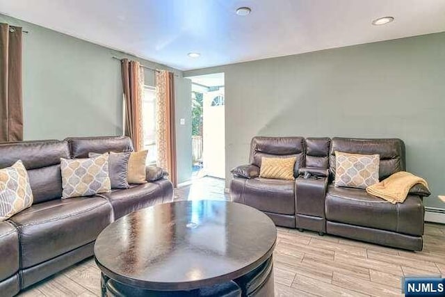 living room with light wood-type flooring