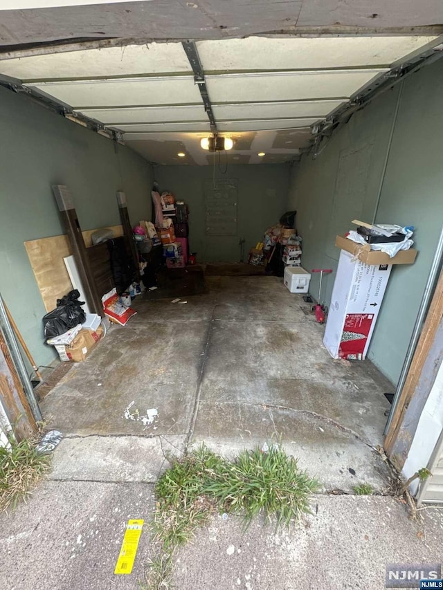 garage with a garage door opener