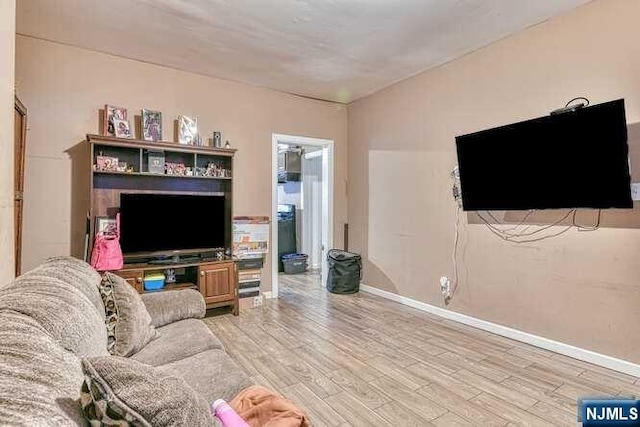 living room with hardwood / wood-style flooring